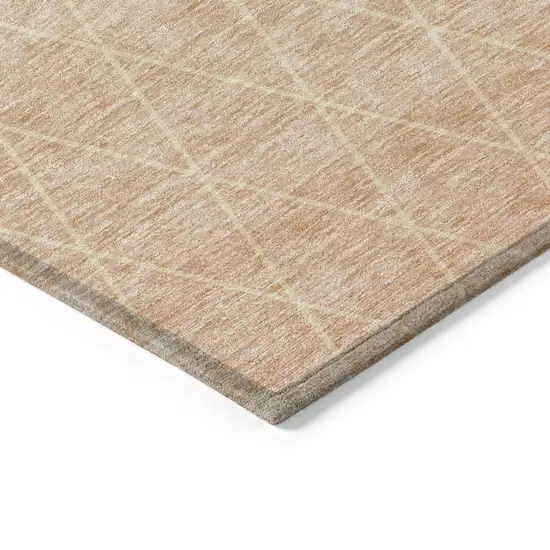 Salmon And Beige Geometric Washable Indoor Outdoor Area Rug Photo 5