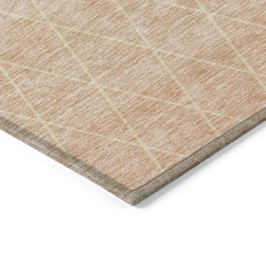 Salmon And Beige Geometric Washable Indoor Outdoor Area Rug Photo 5