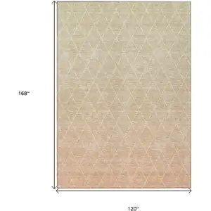 Photo of Salmon And Beige Geometric Washable Indoor Outdoor Area Rug