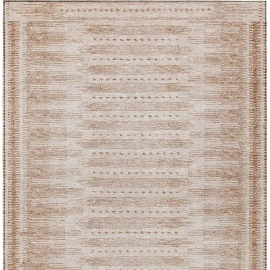 Salmon And Beige Geometric Washable Indoor Outdoor Area Rug Photo 4