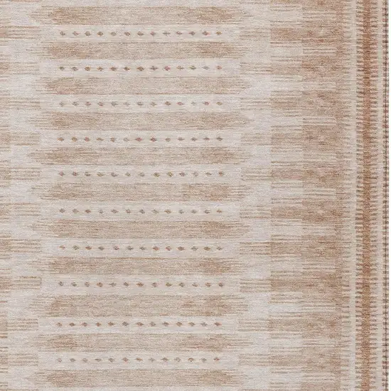 Salmon And Beige Geometric Washable Indoor Outdoor Area Rug Photo 4