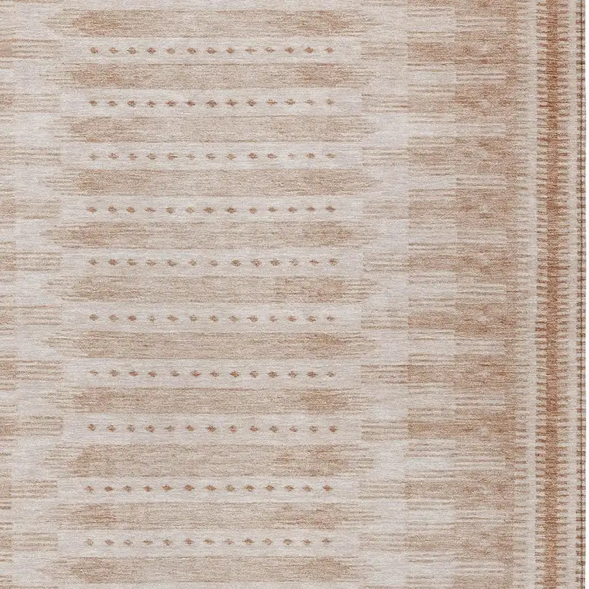 Salmon And Beige Geometric Washable Indoor Outdoor Area Rug Photo 4