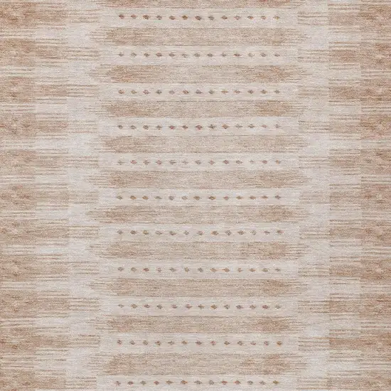 Salmon And Beige Geometric Washable Indoor Outdoor Area Rug Photo 3