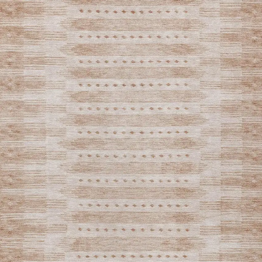 Salmon And Beige Geometric Washable Indoor Outdoor Area Rug Photo 3