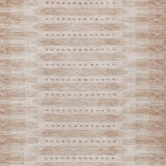 Salmon And Beige Geometric Washable Indoor Outdoor Area Rug Photo 4