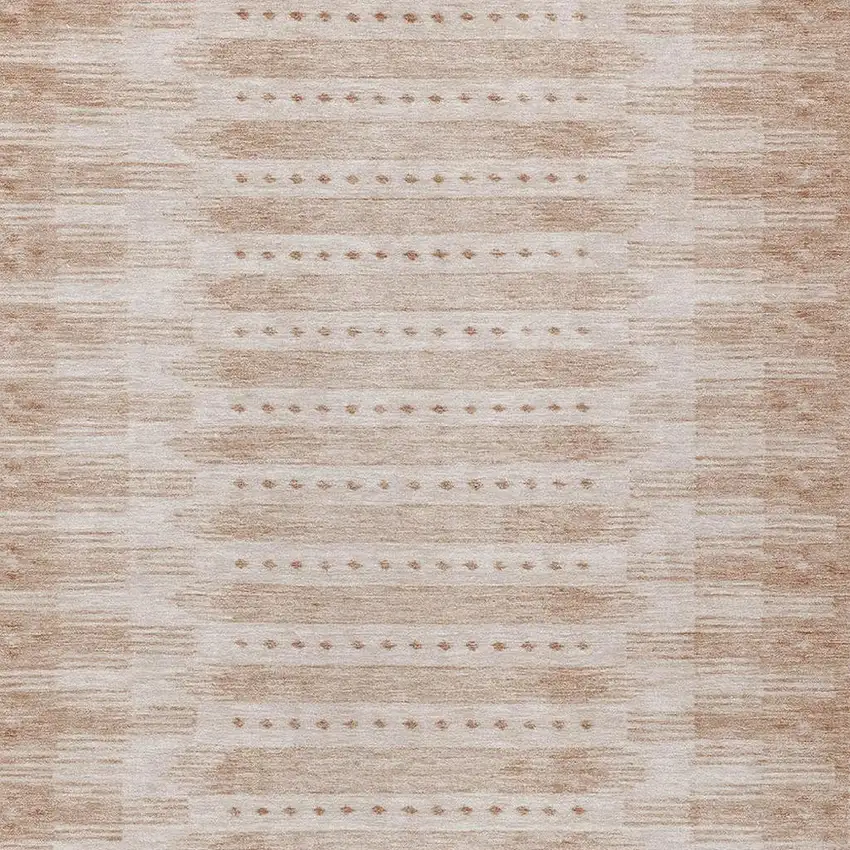 Salmon And Beige Geometric Washable Indoor Outdoor Area Rug Photo 4