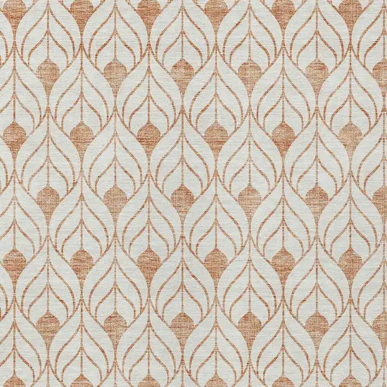 Salmon And Beige Geometric Washable Indoor Outdoor Area Rug Photo 5