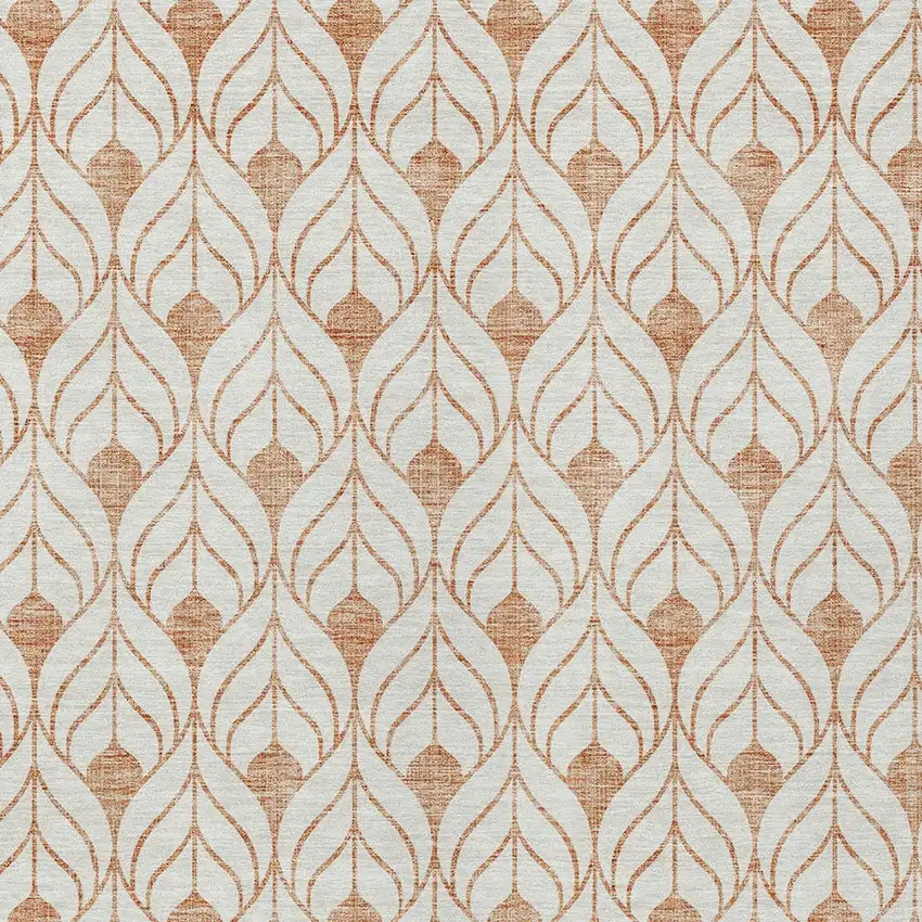Salmon And Beige Geometric Washable Indoor Outdoor Area Rug Photo 5