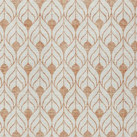 Salmon And Beige Geometric Washable Indoor Outdoor Area Rug Photo 5