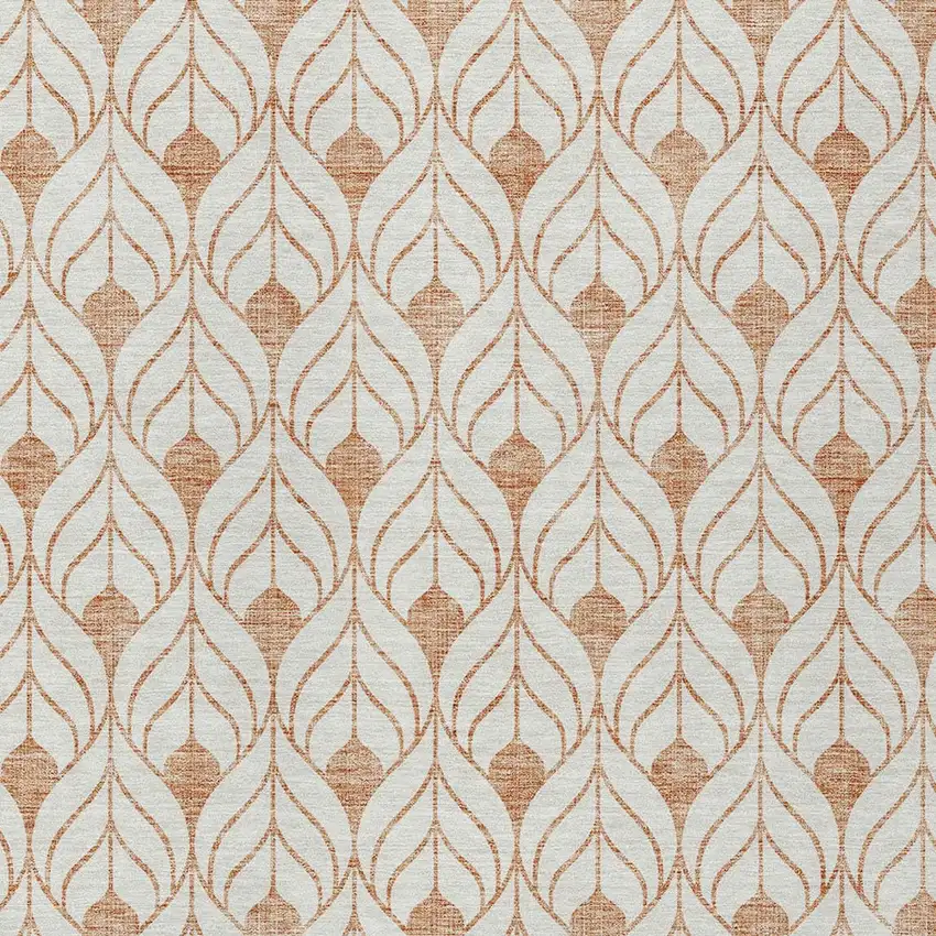 Salmon And Beige Geometric Washable Indoor Outdoor Area Rug Photo 5