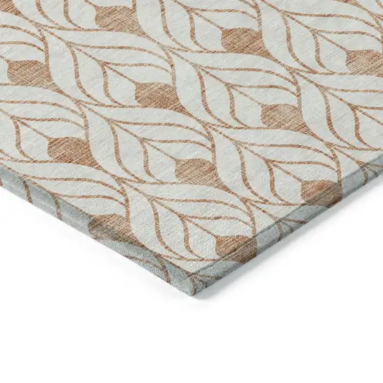 Salmon And Beige Geometric Washable Indoor Outdoor Area Rug Photo 4