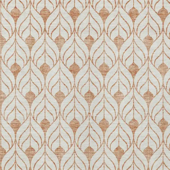 Salmon And Beige Geometric Washable Indoor Outdoor Area Rug Photo 5