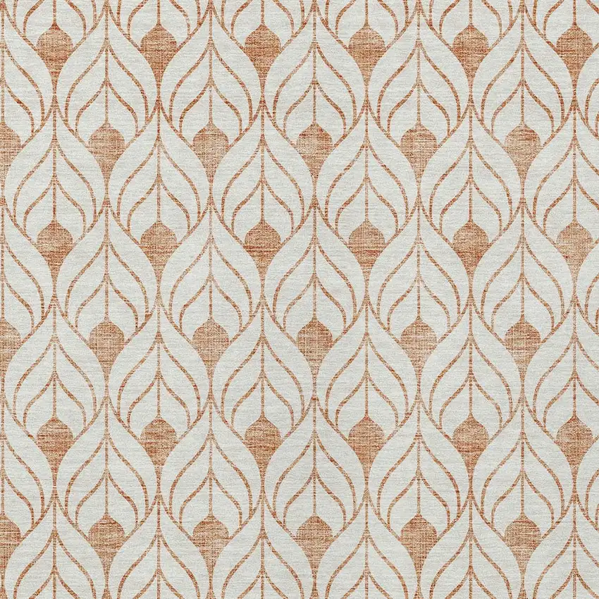 Salmon And Beige Geometric Washable Indoor Outdoor Area Rug Photo 5