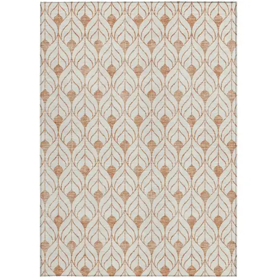Salmon And Beige Geometric Washable Indoor Outdoor Area Rug Photo 6