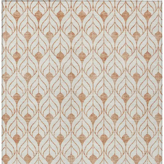Salmon And Beige Geometric Washable Indoor Outdoor Area Rug Photo 5