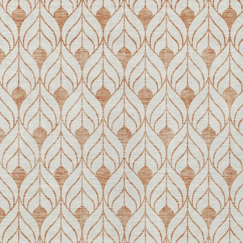 Salmon And Beige Geometric Washable Indoor Outdoor Area Rug Photo 5