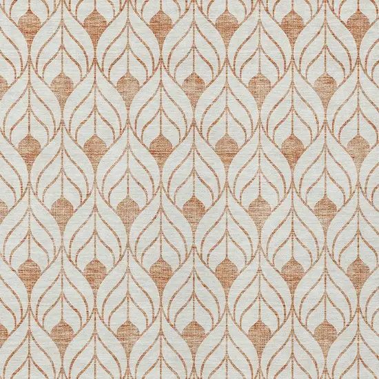 Salmon And Beige Geometric Washable Indoor Outdoor Area Rug Photo 5