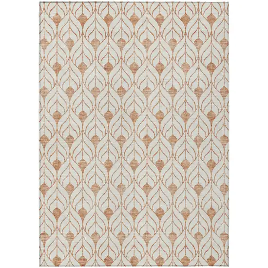Salmon And Beige Geometric Washable Indoor Outdoor Area Rug Photo 2