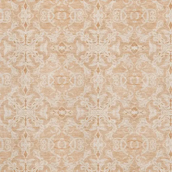 Salmon And Beige Medallion Washable Area Rug With UV Protection Photo 3