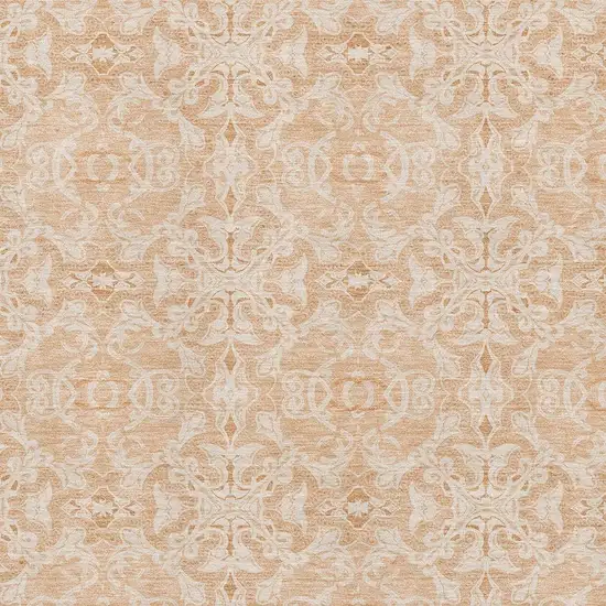 Salmon And Beige Medallion Washable Area Rug With UV Protection Photo 3