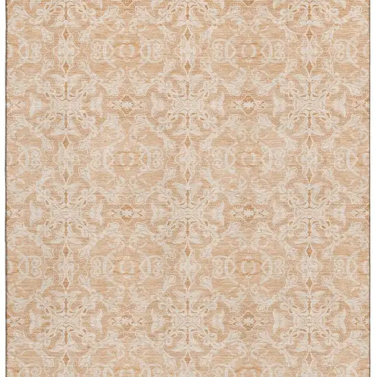 Salmon And Beige Medallion Washable Area Rug With UV Protection Photo 3
