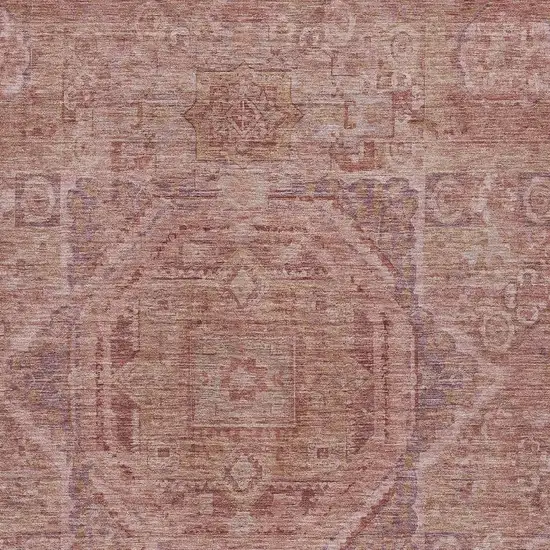 Salmon And Beige Medallion Washable Indoor Outdoor Area Rug Photo 4