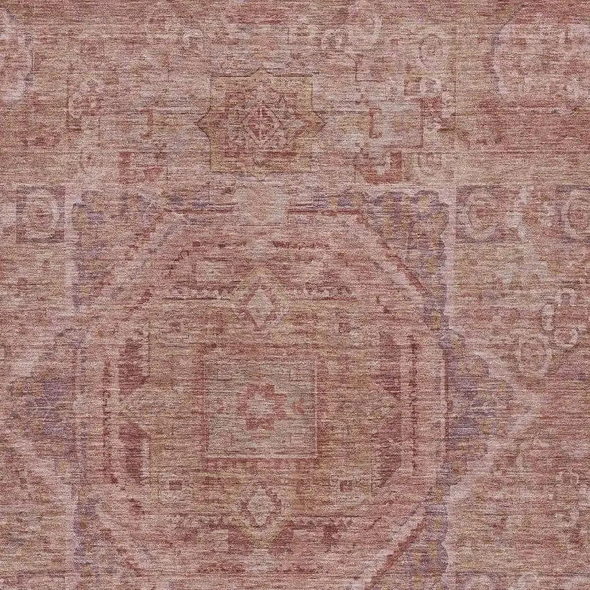 Salmon And Beige Medallion Washable Indoor Outdoor Area Rug Photo 4