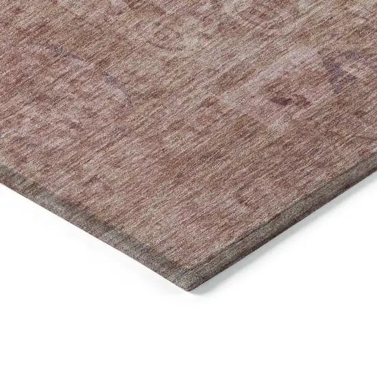 Salmon And Beige Medallion Washable Indoor Outdoor Area Rug Photo 9