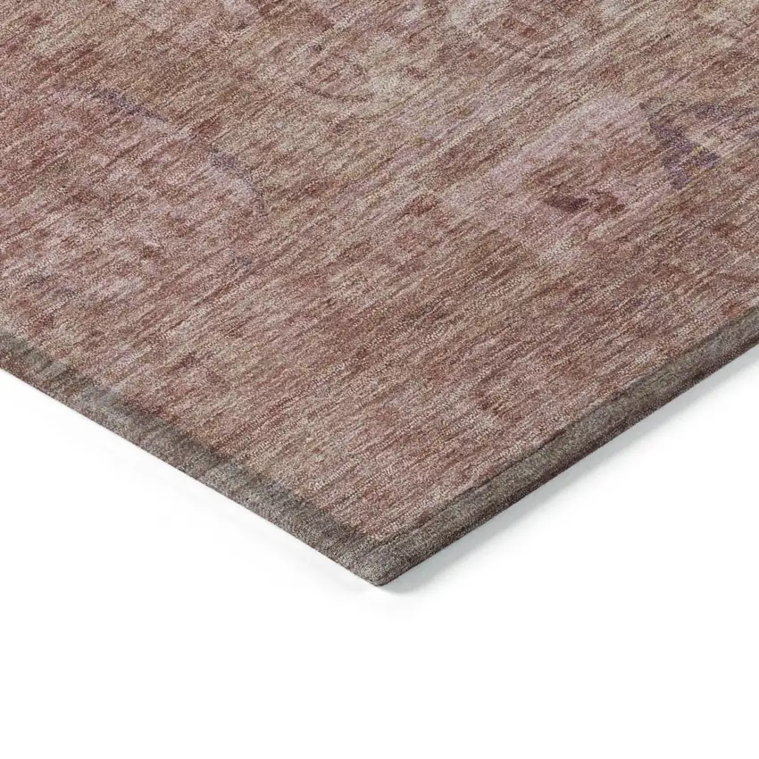 Salmon And Beige Medallion Washable Indoor Outdoor Area Rug Photo 9