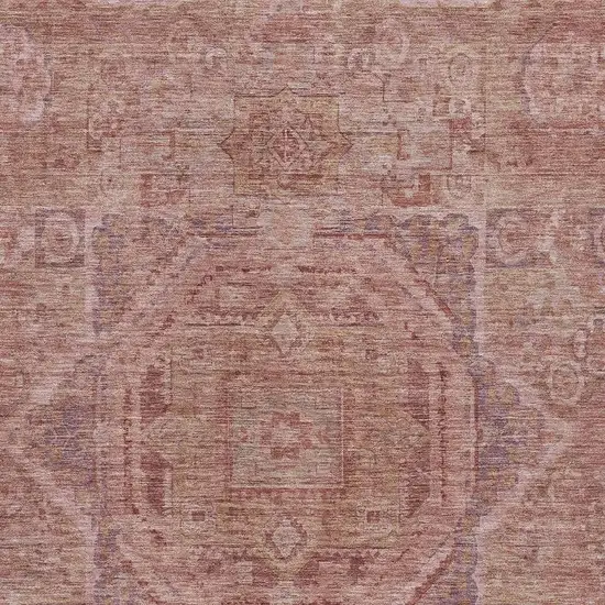 Salmon And Beige Medallion Washable Indoor Outdoor Area Rug Photo 4