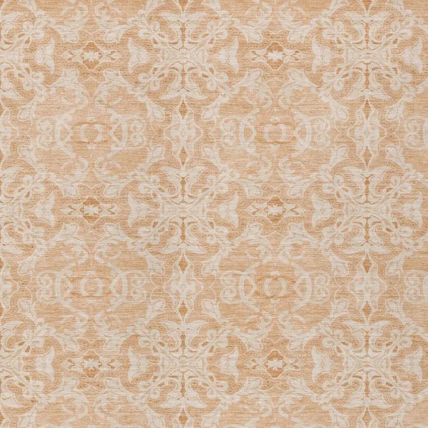 Salmon And Beige Medallion Washable Indoor Outdoor Area Rug Photo 5