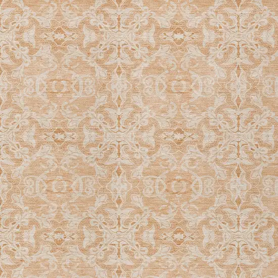 Salmon And Beige Medallion Washable Indoor Outdoor Area Rug Photo 5