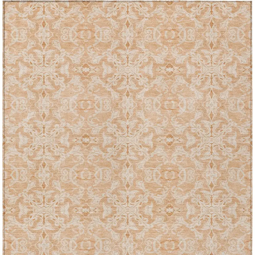 Salmon And Beige Medallion Washable Indoor Outdoor Area Rug Photo 6