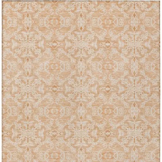 Salmon And Beige Medallion Washable Indoor Outdoor Area Rug Photo 6