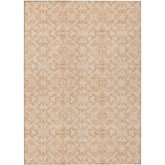 Salmon And Beige Medallion Washable Indoor Outdoor Area Rug Photo 2