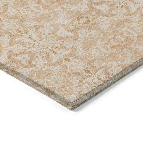 Salmon And Beige Medallion Washable Indoor Outdoor Area Rug Photo 5