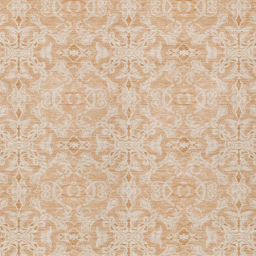 Salmon And Beige Medallion Washable Indoor Outdoor Area Rug Photo 6