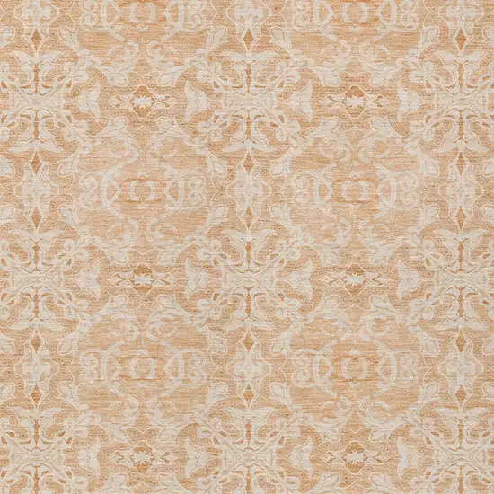 Salmon And Beige Medallion Washable Indoor Outdoor Area Rug Photo 6