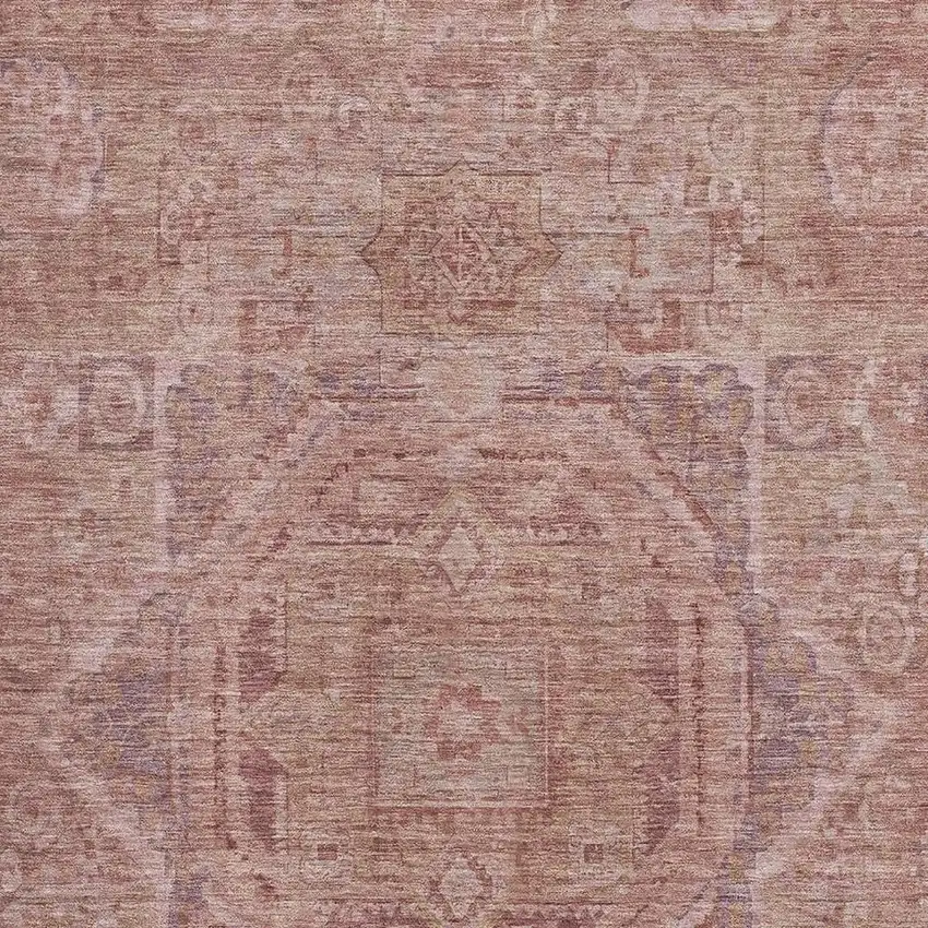 Salmon And Beige Oriental Washable Area Rug With UV Protection Photo 2