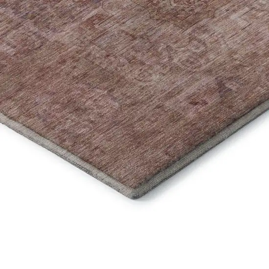 Salmon And Beige Oriental Washable Area Rug With UV Protection Photo 7