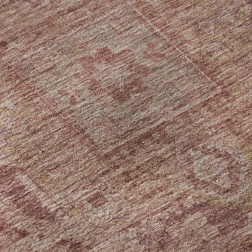 Salmon And Beige Oriental Washable Area Rug With UV Protection Photo 9