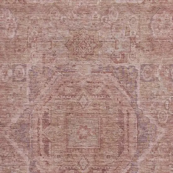 Salmon And Beige Oriental Washable Area Rug With UV Protection Photo 2