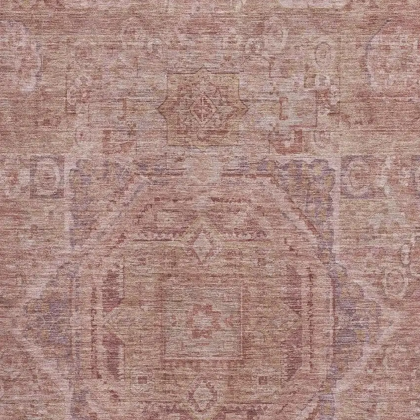 Salmon And Beige Oriental Washable Area Rug With UV Protection Photo 2