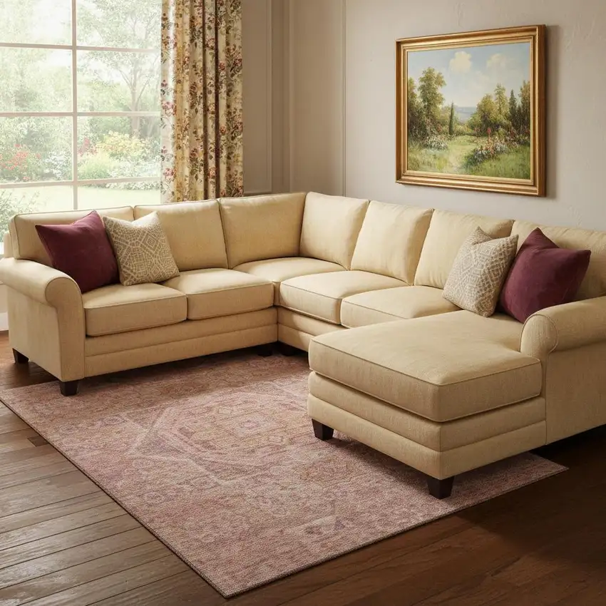 Salmon And Beige Oriental Washable Area Rug With UV Protection Photo 2