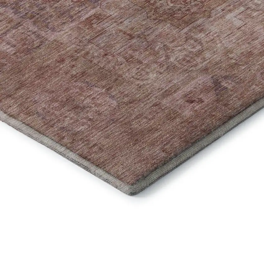 Salmon And Beige Oriental Washable Area Rug With UV Protection Photo 8