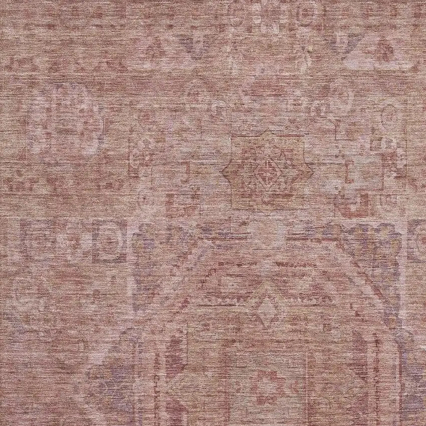 Salmon And Beige Oriental Washable Area Rug With UV Protection Photo 2