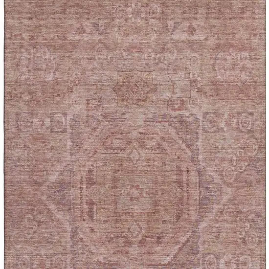 Salmon And Beige Oriental Washable Area Rug With UV Protection Photo 3