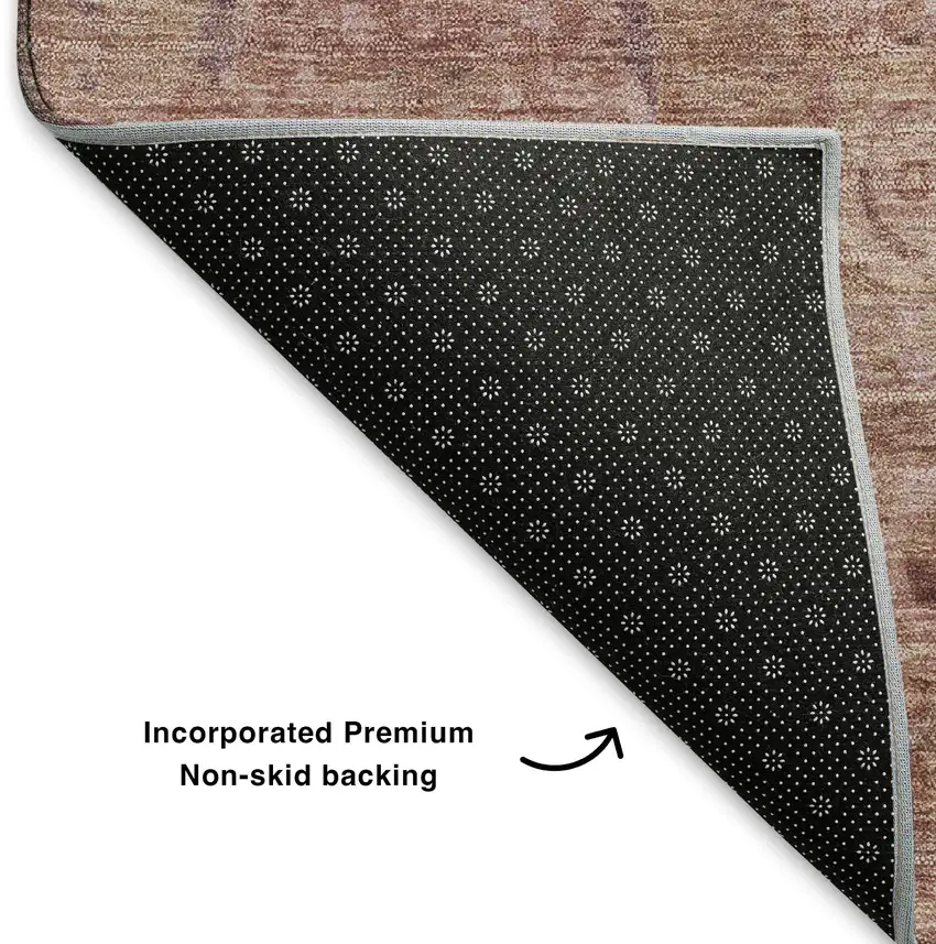 Salmon And Beige Oriental Washable Area Rug With UV Protection Photo 6