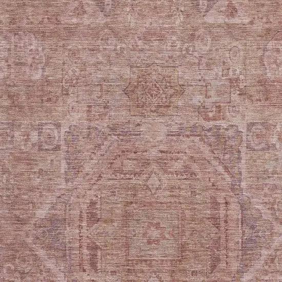 Salmon And Beige Oriental Washable Area Rug With UV Protection Photo 2