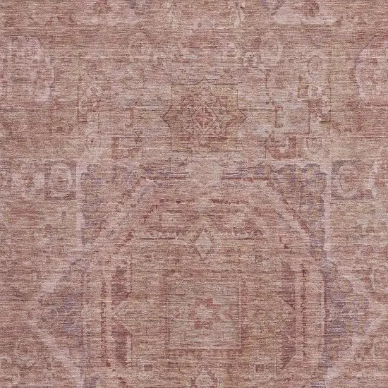 Salmon And Beige Oriental Washable Area Rug With UV Protection Photo 2